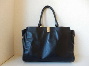  original leather *SAZABY( Sazaby )*B5 correspondence *3 room * leather tote bag black ( metal fittings Gold )