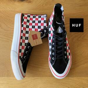 新品 1.4万人気のチェッカー柄 HUF レアなコラボ品 ハフ×CHOCOLATE CHECKER US10 ハイカットサーフスケートボードstussyvanssk8hi 送無料