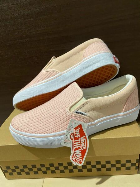 25cm VANS ピンク　コーデュロイ　スリッポン