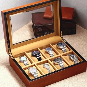 [ new goods unused ][ shammy leather free ..][ rare goods ] wooden clock storage case arm clock case storage case 8ps.@ storage watch box clock box 