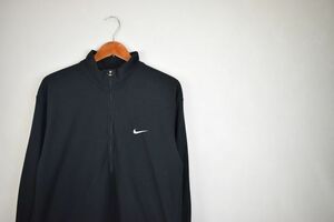 グッドカラー◎90s NIKE ナイキハーフジップフリースジャケットTHERMA F.I.Tブラック黒Lアメカジスポーツインナーh21762