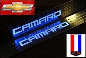 シボレー カマロ ドア シル プレート LED ブルー 新品 2ps 2010年 ～ 2014年