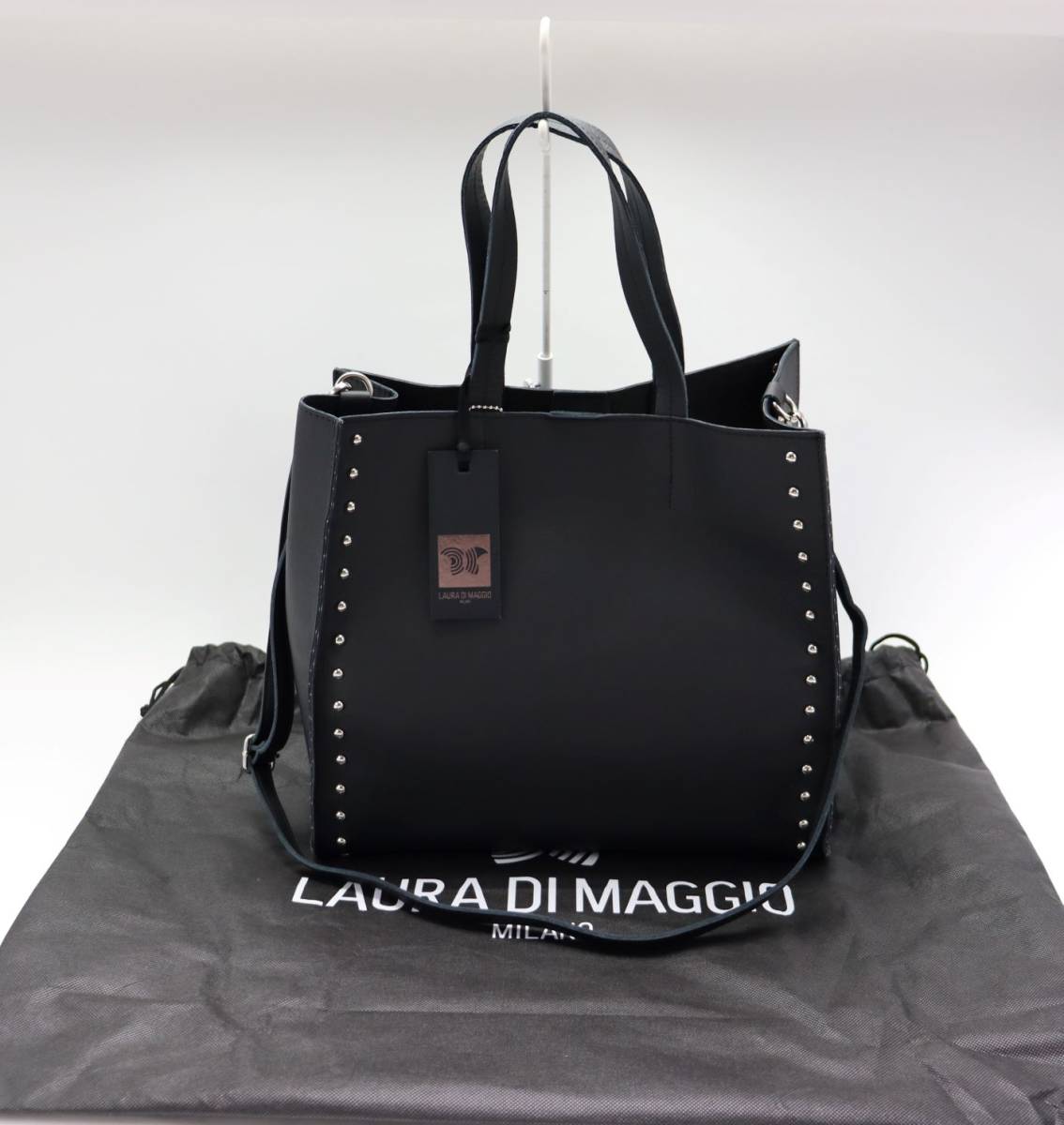 注目 【LAURA MAGGIO】イタリア製2WAY上質レザーリュックトートバッグ黒 DI トートバッグ