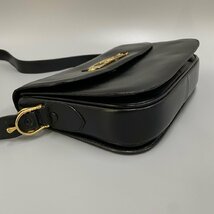 1円 美品 CELINE セリーヌ ヴィンテージ 馬車金具 ロゴ 金具 カーフレザー 本革 ミニ ショルダーバッグ ポシェット ブラック 黒 17652_画像6