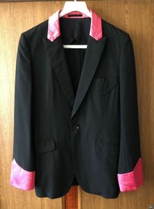 05SS Comme des Garcons Homme pryus Pink Panther period tailored jacket black × pink size S archive 50s Wolf`s head . rice field 