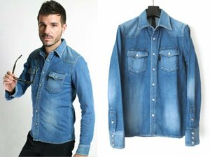 定価3.1万 19S/S wjk DENIM WESTERN SHIRT M ストレッチ デニム ウエスタン シャツ インディゴ ※レターパック発送可