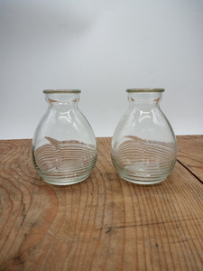 ◇ガラス瓶2個セット/ ガラス容器 入れ物 レトロアンティーク インテリア 小物 古雑貨 昭和レトロ