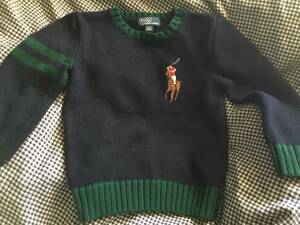 ◆ POLO Ralph Lauren ラルフローレン　ニットセーター(130㎝) ネイビー×グリーン　used