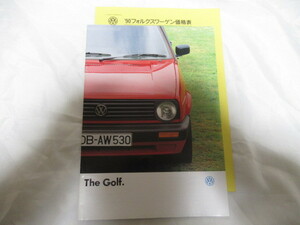 Golf フォルクスワーゲン ゴルフ カタログ 1989年 '90価格表付レア資料 ジャンク 経年擦れ折れ汚れ部分破れ有　VW