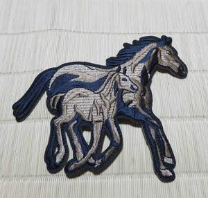 親子馬　二頭　茶黒◆新品　競馬　駿馬　うま　ウマ　馬　ホース 　HORSEワッペン激渋◇バイク　バイカー　ロック■ミリタリー・サバゲー　