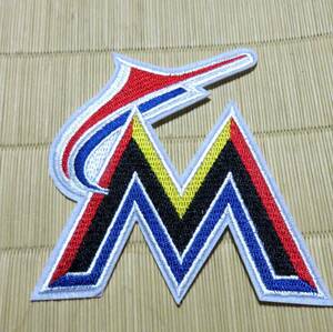 魚Mロゴ　赤黄青黒◆新品MLB マイアミ・マーリンズ Miami Marlins野球ベースボール刺繍ワッペン◎アメリカ　メジャーリーグ◆洋服・衣類DIY