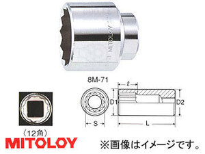ミトロイ/MITOLOY 1(25.4mm) スペアソケット(スタンダードタイプ) 12角 46mm 8M-46