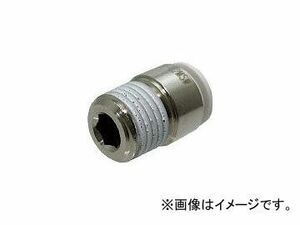 千代田通商/CHIYODA ファイブ六角穴付メイルコネクター W(白)8mm・R1/4 F802MSW(3137155) JAN：4537327036369