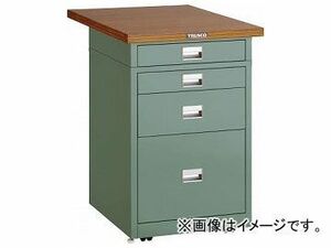 トラスコ中山/TRUSCO 作業台用サイドキャビネット 木目天板付 500×750 グリーン UDCT1110175 (2401924) JAN：4989999646245