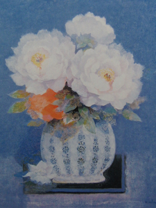 Art hand Auction Kaoru Uehashi, Peonies and Clematis, Framed paintings from rare art books, Comes with a custom made mat, made in Japan, brand new and framed., free shipping, painting, oil painting, still life painting