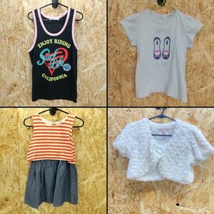 YA1472【2003】子供服 120-130サイズ前後 4枚セット 7歳-8歳-9歳 Tシャツ タンクトップ アウター まとめ売り 女の子【600102000010】