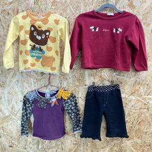 YA1479【2003】子供服 110-120サイズ前後 4枚セット 5歳-6歳-7歳 Tシャツ ズボン パンツ まとめ売り 女の子 子供用 キッズ【600102000011】