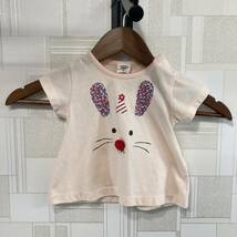 YA1610【2003】SIMPLE FREE 赤ちゃん服 ピンク ボーダー サイズ70 コットン系 ウサギ 【600102000007】_画像1