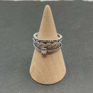  silver ring 3 point set lady's silver 925 12 number,14 number,16 number accessory set sale simple zirconia Korea new goods 