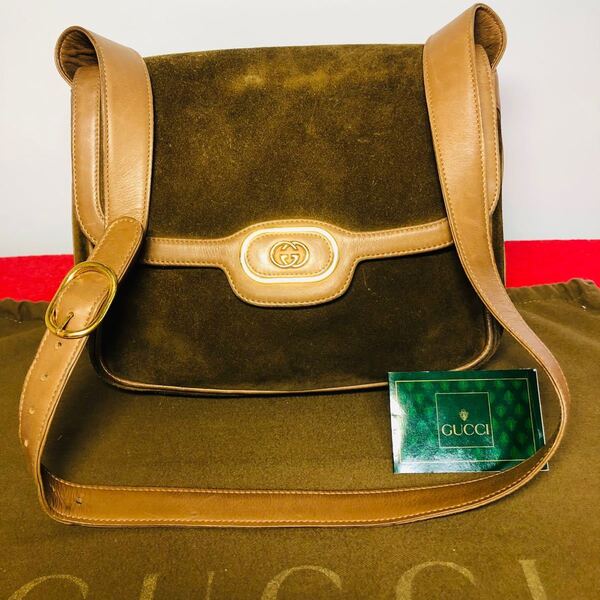 グッチ OLD Gucci 70’s Vintage スエードG金具ショルダー(茶)