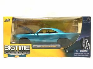 [ new goods unopened ]Jada TOYS BIG TIMEjada toys 1969 plymouth Roadrunner 1/24 die-cast minicar blue gold type automobile figure 