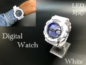 スポーツ腕時計 腕時計 時計 デジタル式 LED デジタル腕時計 デジタル 自転車 スポーツ アウトドア ランニング アウトドア ホワイト