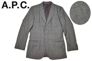 L-2030★A.P.C. RUE DE FLEURUS PARIS アーペーセー★ポーランド製 グレー グレンチェック ブレザー テーラードジャケット ＸＳ