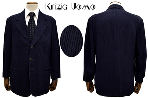 L-2054★美品★KRIZIA UOMO クリッツィア ウォモ★メンズ 男性 秋冬 イタリア製 ネイビー紺 ブレザー シルク テーラードジャケット 48