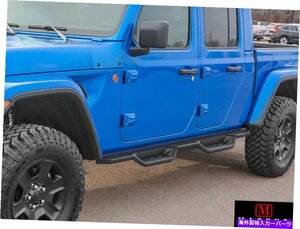 Nerf Bar 20-22ジープグラディエータークルーキャブのブラックナーフバーステップ Black Nerf Bar Steps For 20-22 Jeep Gladiator Crew C