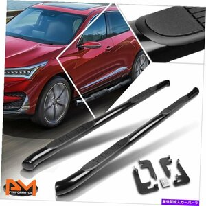 Nerf Bar 14-20 ACURA MDXペア3 ラウンドチューブサイドステップNERFバーランニングボードブラック For 14-20 Acura MDX Pair 3 Round T