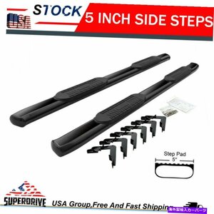 Nerf Bar 5 2005-2022トヨタタコマクルー/ダブルキャブのためのブラックカーブランニングボード 5 Black Curved Step Running Board For