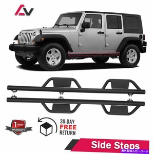 Nerf Bar フィット07-17ジープラングラーJK 4ドアサイドステップヘビーデューティスチールバーランニングボード Fits 07-17 Jeep Wrangler