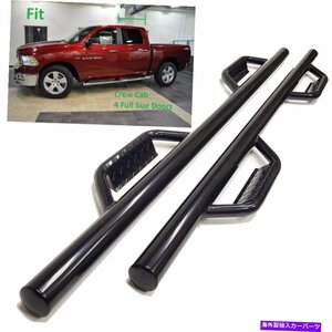 Nerf Bar クルーキャブブラック3 サイドステップナーフバードロップステップ2010-2018 RAM 1500 2500 3500 Crew Cab Black 3 Side Step