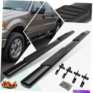 Nerf Bar 04-08フォードF150スーパークルーキャブオーバル5 サイドステップナーフバーランニングボードブラック For 04-08 Ford F150 Sup