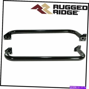 Nerf Bar 頑丈なリッジブラックスチールラウンドサイドチューブステップフィット1987-1995ジープラングラー Rugged Ridge Black Steel Rou