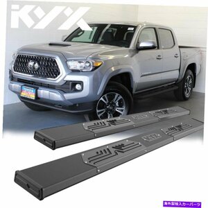 Nerf Bar 2005-2022のランニングボードトヨタタコマダブルキャブナーフバーサイドステップブラック Running Boards For 2005-2022 Toyota