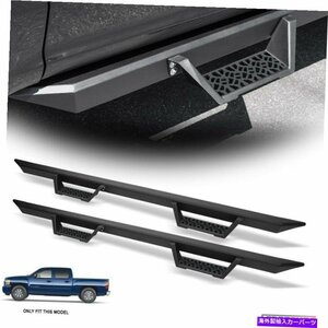 Nerf Bar 07-18シルバラード/シエラクルーキャブマットブラックモジュラードロップステップバーボード For 07-18 Silverado/Sierra Crew C