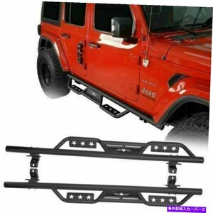 Nerf Bar スチールブラックランニングボードサイドステップナーフバーフィット18-22ジープラングラーJL 4ドア Steel Black Running Board