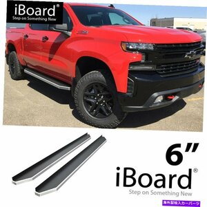 Nerf Bar iboardランニングボードポリッシュ6 フィットシボレーシルバラードGMCシエラクルーキャブ19-22 iBoard Running Board Polished