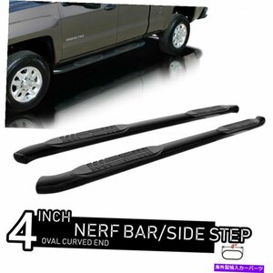 Nerf Bar フィット07-18 GMC Sierra Crew Cab 4 ブラックカーブドナーフバーサイドステップランニングボード Fit 07-18 GMC Sierra Crew