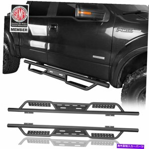 Nerf Bar 2PCブラックスチールサイドステップナーフバーランニングボードフィットフォードF-150 09-14スーパークルー 2Pc Black Steel Sid