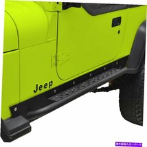 Nerf Bar ロックスライダーステップナーフバーブラックテクスチャフィット87-95ジープラングラーYJ Rock Slider Step Nerf Bar Black Text_画像2