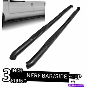 Nerf Bar フィット07-18 GMCシエラ1500クルーキャブ3 ブラックナーフバーサイドステップランニングボード Fit 07-18 GMC Sierra 1500 Cre