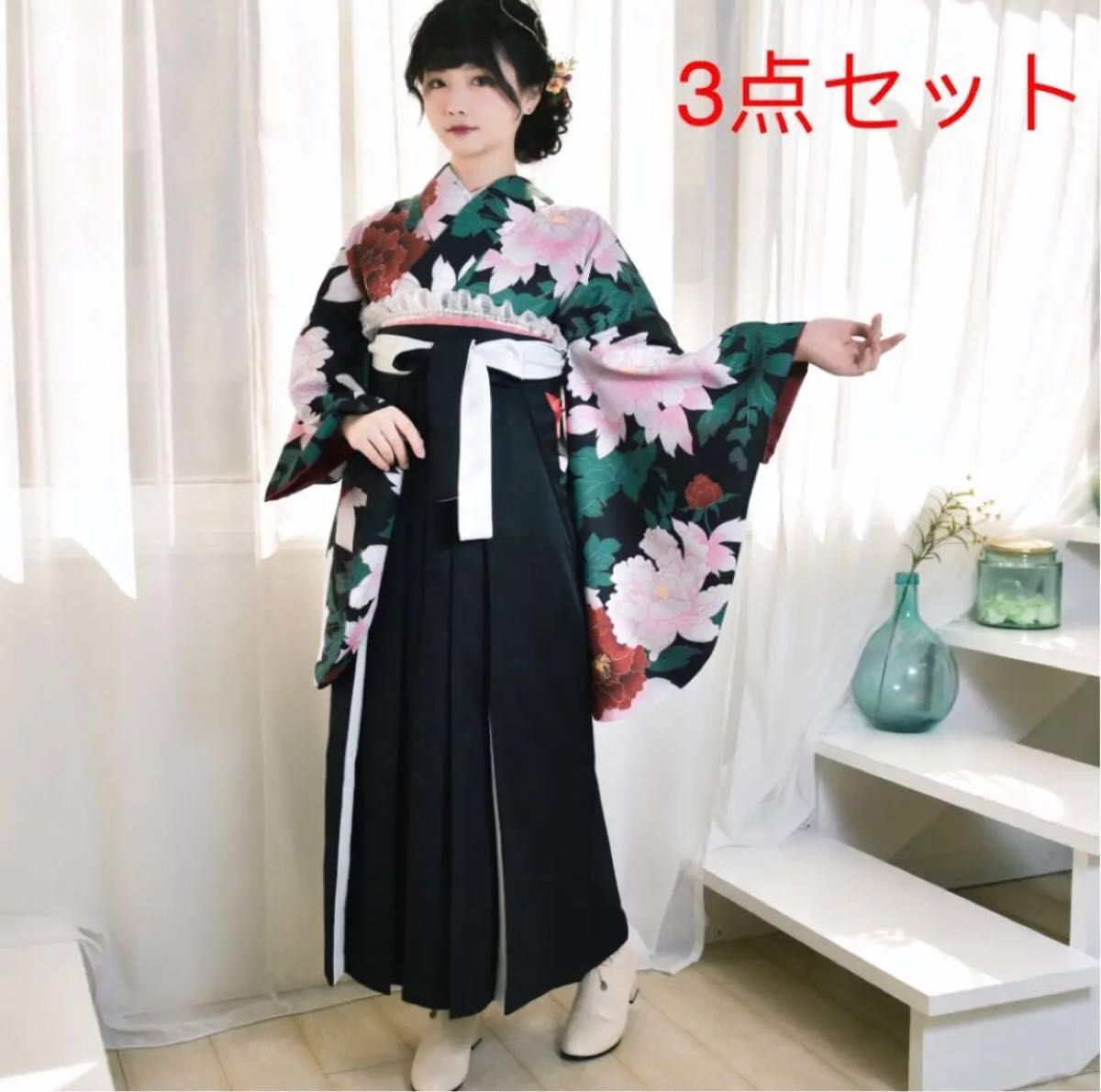 日本公式品 卒業式 レトロモダン二尺袖着物と袴2点セット 楽天市場卒業 