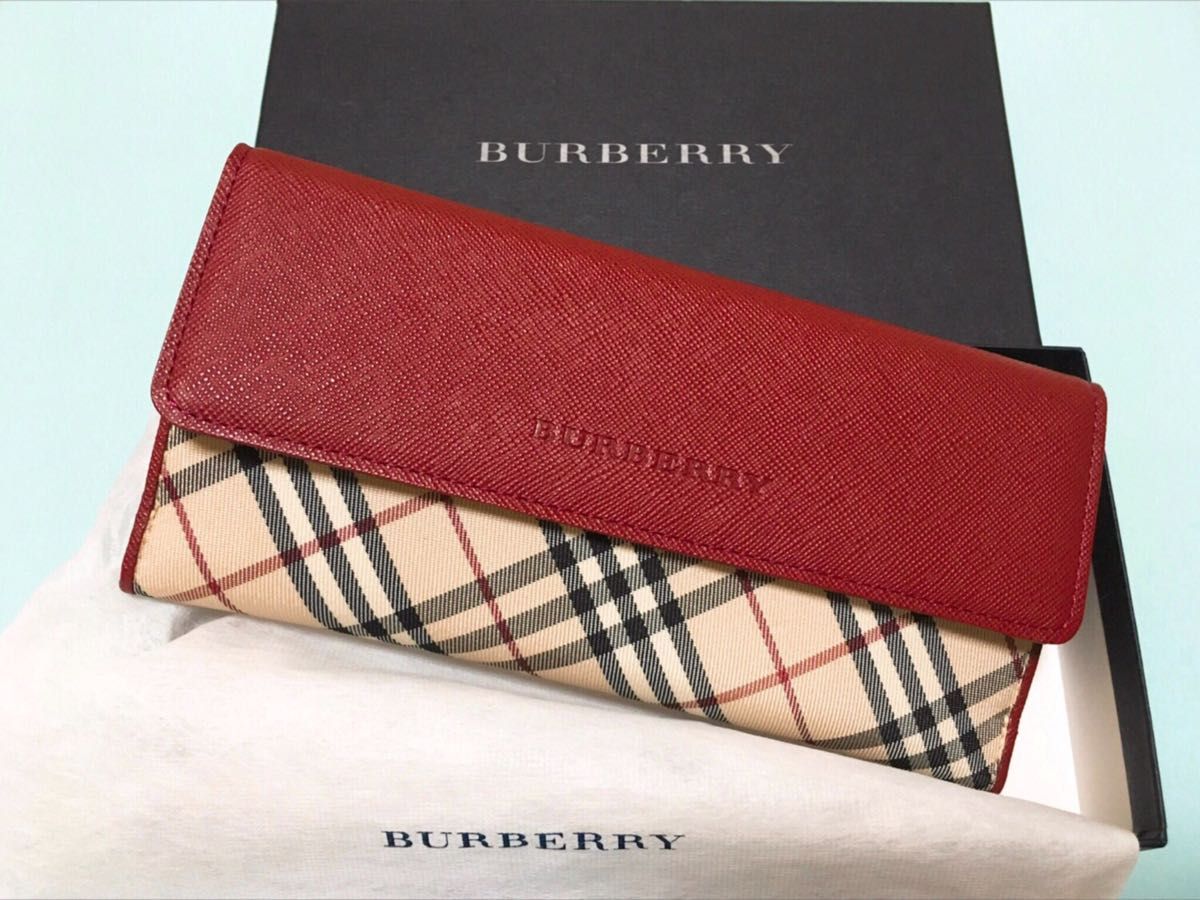 新品同様 日本製牛革 BURBERRY バーバリー がま口 財布 レディース