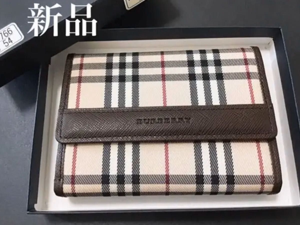 新品同様 日本製牛革 BURBERRY バーバリー がま口 財布 レディース