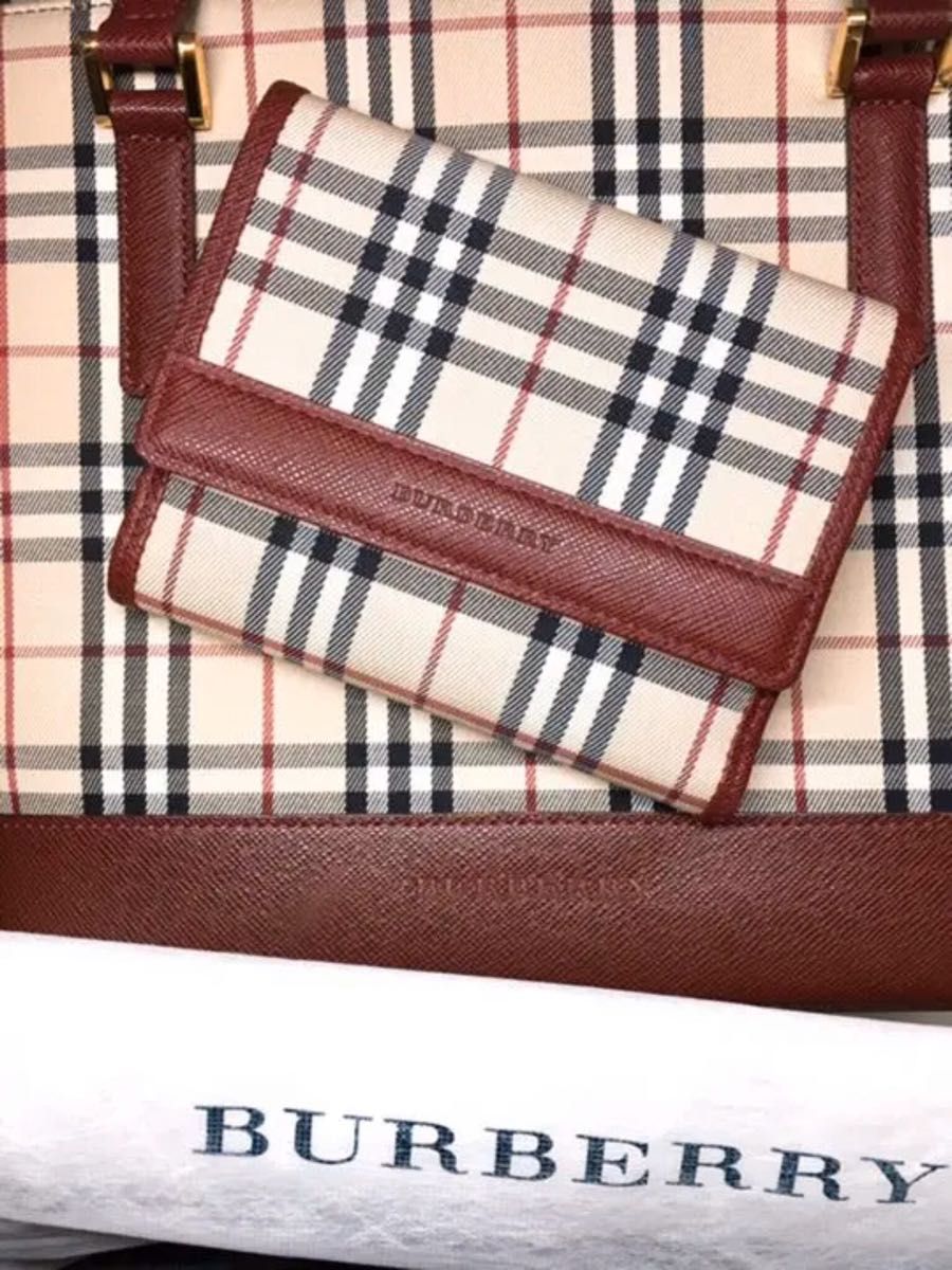 美品 日本製牛革 BURBERRY バーバリー がま口 財布 レディース バッグ