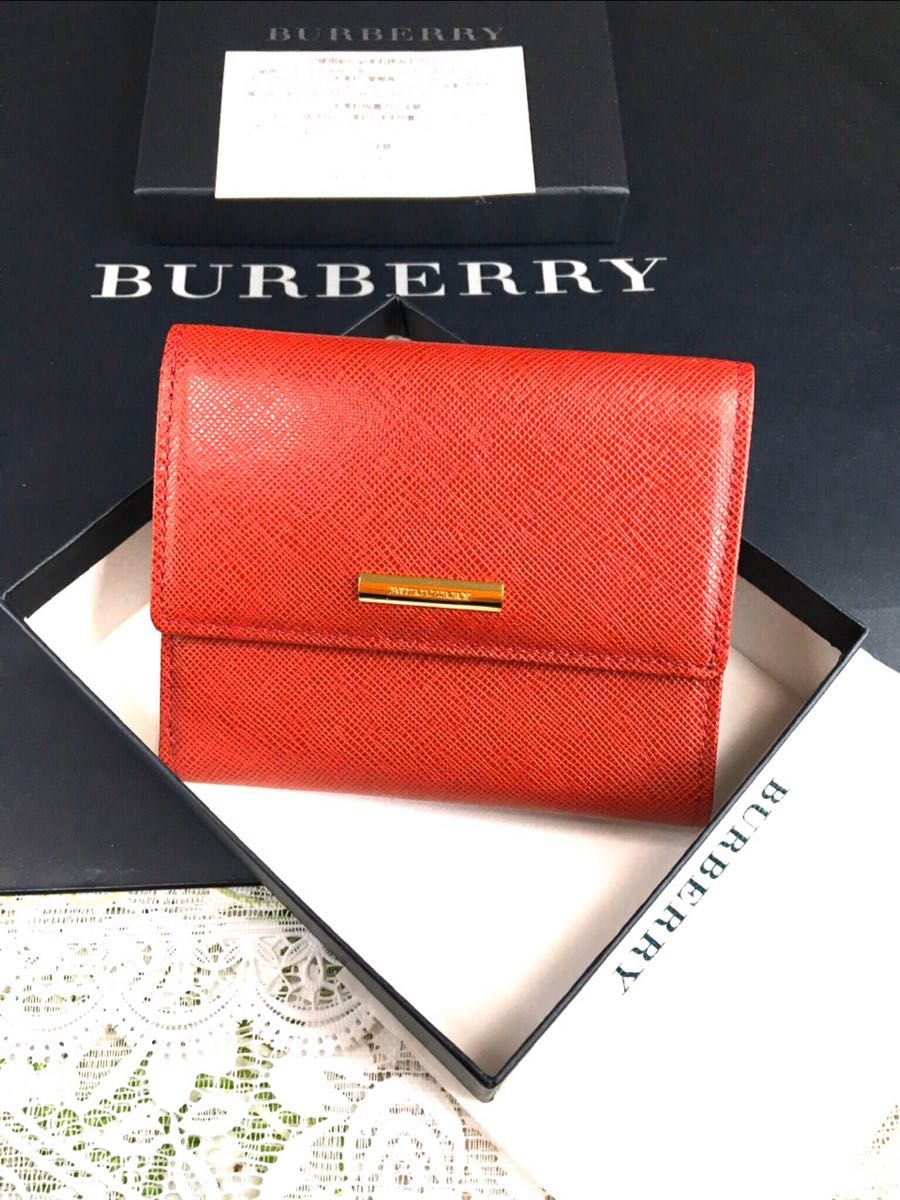 新品同様 日本製牛革 BURBERRY バーバリー がま口 財布 レディース