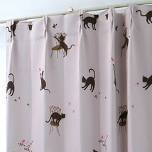 遮光カーテン かわいい猫柄 ピンク 幅125cm×丈145cm2枚 日本製 プリーツが綺麗な形態安定加工_画像3