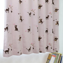 遮光カーテン かわいい猫柄 ピンク 幅125cm×丈245cm2枚 日本製 プリーツが綺麗な形態安定加工_画像4